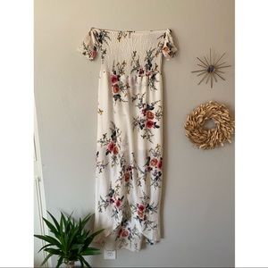 Floral Side Sleeve Long Dress M
